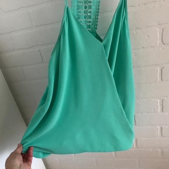 Naked Zebra Tank top Teal Green Aqua RacerBack Crochet Draped Size S - Picture 6 of 7
